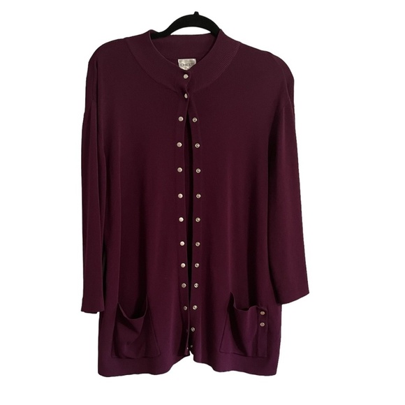 Chicos Classic Sweater L Purple Cardigan Neutral Old Money Festive Holiday 80s - Picture 1 of 12
